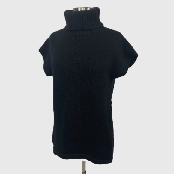 Derek Lam 100% Italian Cashmere Sweater Black Thick Knit Turtleneck - Picture 5 of 12